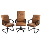 Ensemble de Chaises Bureau Trio – Fauteuil Pivotant & Chaises Visiteur Design Matelassé