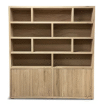 Bibliothèque Asymétrique Ébène – Design Géométrique & Rangement Mixte