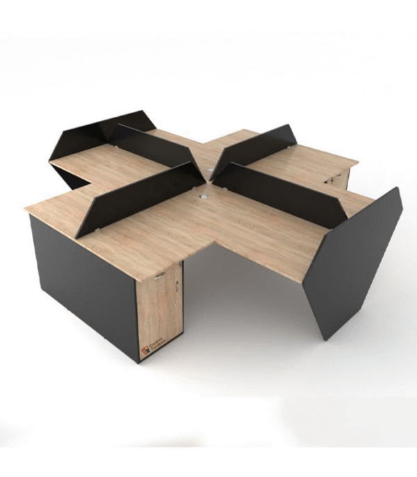 Bureau Quadra – Poste de Travail X4 avec Séparations Intégrées