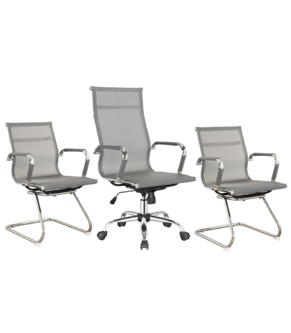 Ensemble Fauteuil Pivotant & Chaises Visiteurs MeshSync – Ergonomie, Cohérence & Design Aéré