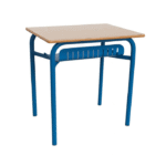 Table Scolaire Individuelle ClassLine – Plateau Bois & Structure Métallique Bleue