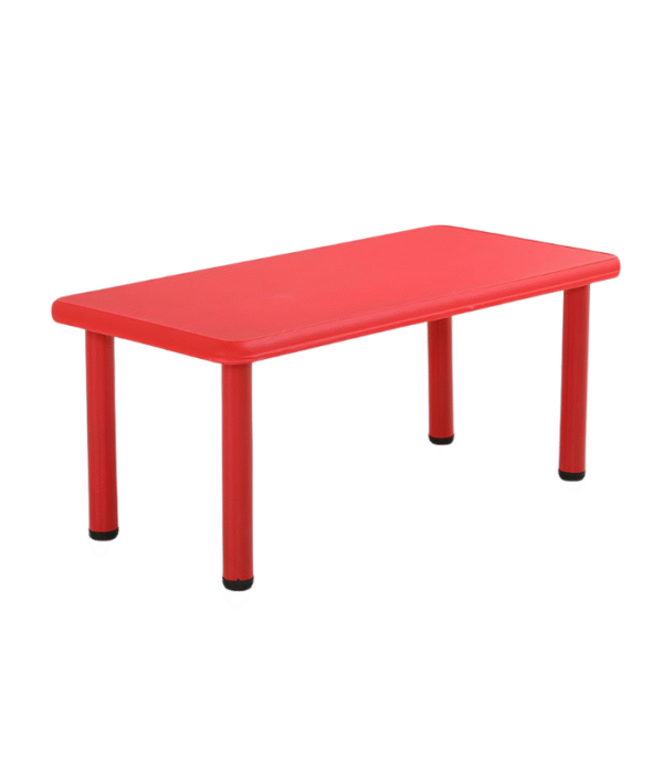 Table Enfant Rectangulaire RedSmart – Plateau Rouge & Pieds Cylindriques Antidérapants