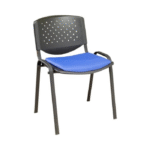 Chaise ISO PerfoArm – Assise Tissu Bleu, Dossier Ajouré & Accoudoirs Intégrés