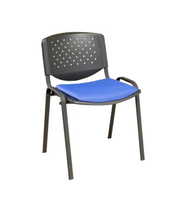 Chaise ISO PerfoArm – Assise Tissu Bleu, Dossier Ajouré & Accoudoirs Intégrés