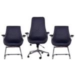 Ensemble Fauteuil Quilted Executive & Chaises Visiteurs – Élégance Matelassée & Confort Structuré