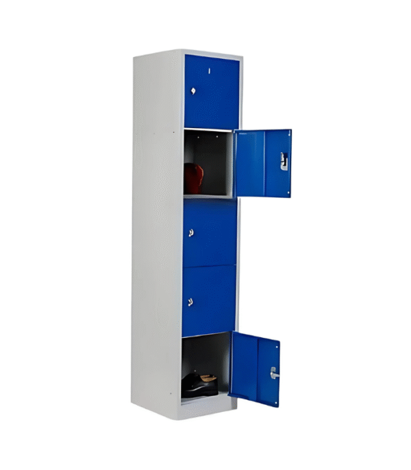 Casier Métallique 5 Compartiments – Rangement Sécurisé & Format Gain de Place pour Espaces Collectifs