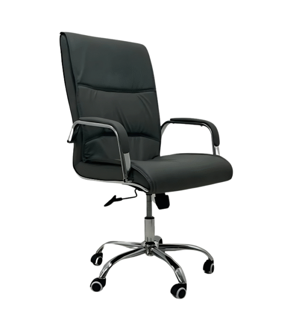 Fauteuil de Bureau Ergonomique Chrome Executive – Élégance Structurée & Confort Premium
