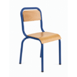 Chaise Scolaire ClassSeat – Assise Bois & Structure Métallique Bleue