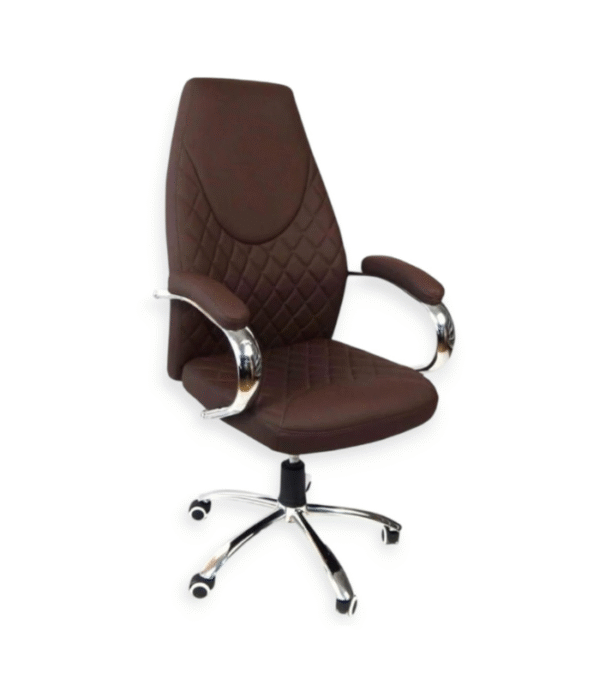Fauteuil de Direction PrestigeBrown – Similicuir Matelassé & Base Chromée à Roulettes