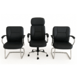 Ensemble Fauteuil Direction & Chaises Visiteurs BlackCore – Élégance Structurée & Confort Uniforme