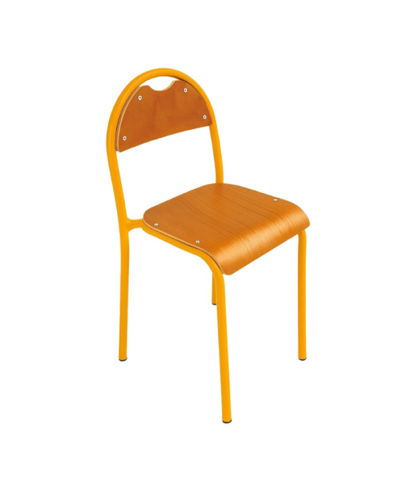Chaise Scolaire ClassGrip – Dossier Bois avec Poignée & Structure Métallique Jaune