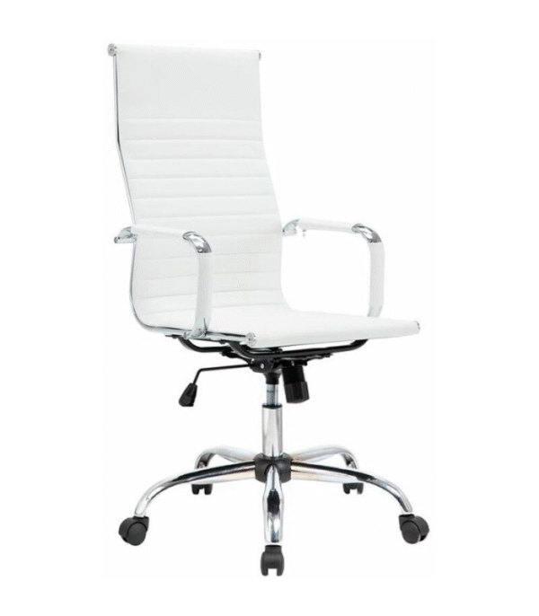 Fauteuil de Bureau Design Blanc – Confort & Élégance Chromée