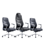Fauteuils de bureau ergonomiques en simili cuir noir – Élégance segmentée & confort professionnel – Image 2
