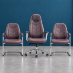 Ensemble fauteuil direction & chaises visiteurs en simili cuir mauve – Élégance moderne et confort professionnel