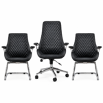 Ensemble Fauteuil Quilted Executive & Chaises Visiteurs – Élégance Matelassée & Confort Structuré – Image 2