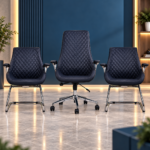 Ensemble Fauteuil Quilted Executive & Chaises Visiteurs – Élégance Matelassée & Confort Structuré