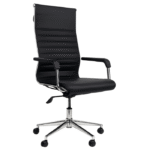 Fauteuil de Bureau Ergonomique Executive Line – Cuir Noir & Finitions Chromées