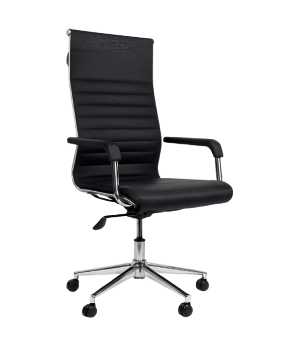 Fauteuil de Bureau Ergonomique Executive Line – Cuir Noir & Finitions Chromées