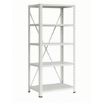 Rayonnage métallique gris – 5 étagères réglables avec croisillons de renfort