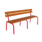 Banc bois & métal rouge – Design minimaliste et impact visuel