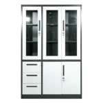 Armoire de rangement mixte à portes vitrées et pleines – Sécurité & visibilité
