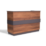Comptoir d’accueil bois & gris – design épuré et fonctionnel