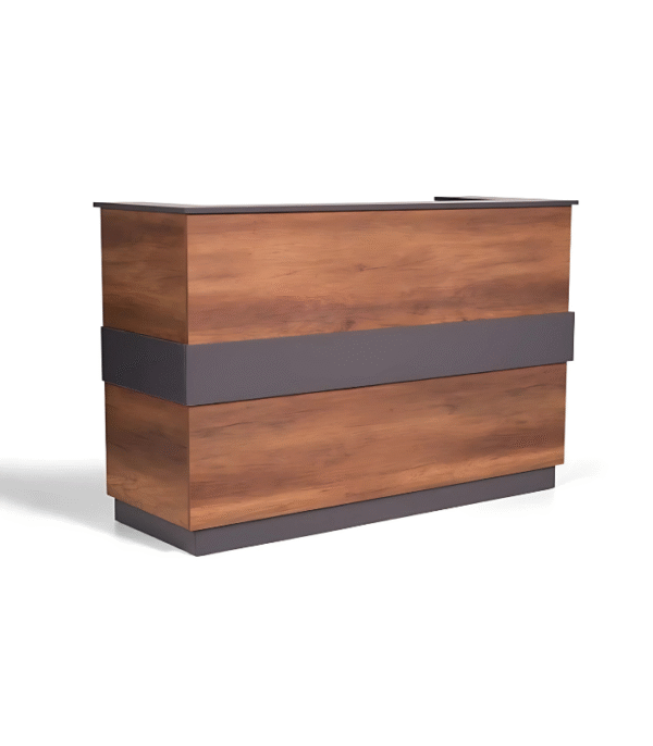 Comptoir d’accueil bois & gris – design épuré et fonctionnel