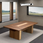 Table de réunion moderne en bois naturel – Design épuré et fonctionnel