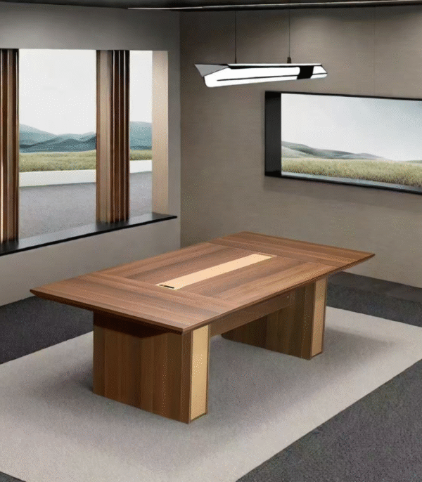 Table de réunion moderne en bois naturel – Design épuré et fonctionnel