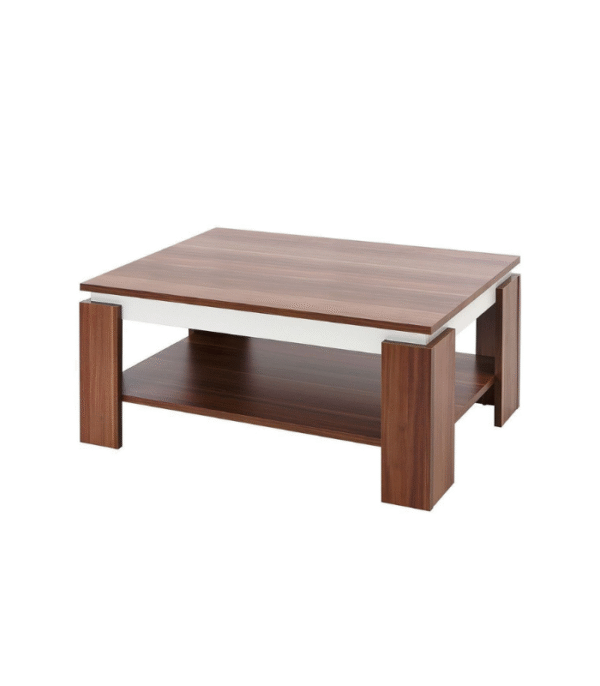 Table basse bois naturel – Design minimaliste avec étagère intégrée