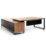 Bureau direction en L – bois clair & noir
