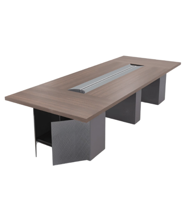 Table de conférence XXL en bois – Puissance et connectivité pour grands espaces
