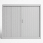 Armoire de Bureau Métallique à Rideaux – 100 x 120 x 45 cm – Gris Clair, avec Serrure