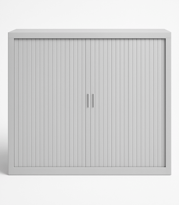 Armoire de Bureau Métallique à Rideaux – 100 x 120 x 45 cm – Gris Clair, avec Serrure