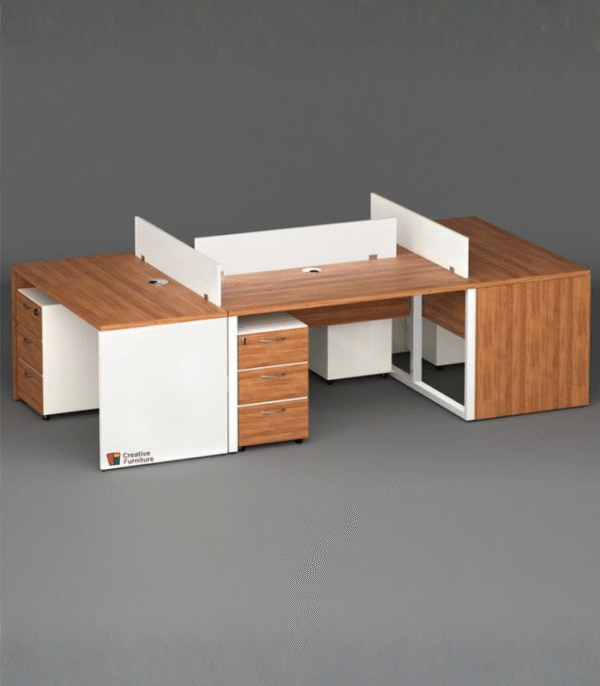 Bureau Bench Modulaire en U 3 Postes – Collaboration Structurée et Design Épuré