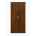 Armoire haute bois brun – Rangement élégant pour bureau ou intérieur classique
