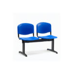 Banquette 2 Places – Sièges Plastique Bleu & Structure Métallique Noire