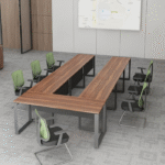 Table de réunion en U bois & métal – Configuration modulable pour réunions dynamiques