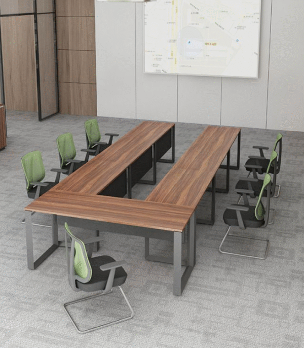 Table de réunion en U bois & métal – Configuration modulable pour réunions dynamiques