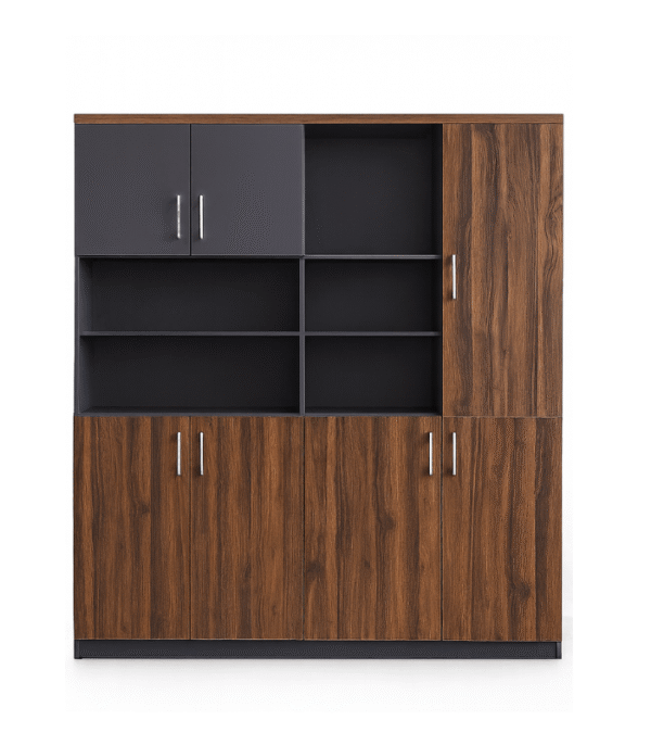 Meuble de rangement bois et noir – Organisation multifonction au design structuré