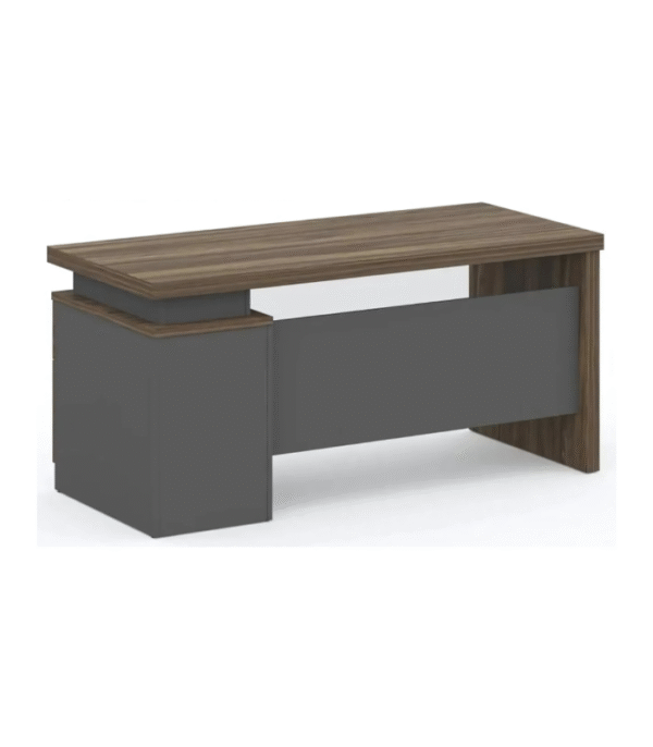 Bureau direction bois clair – structure gris foncé