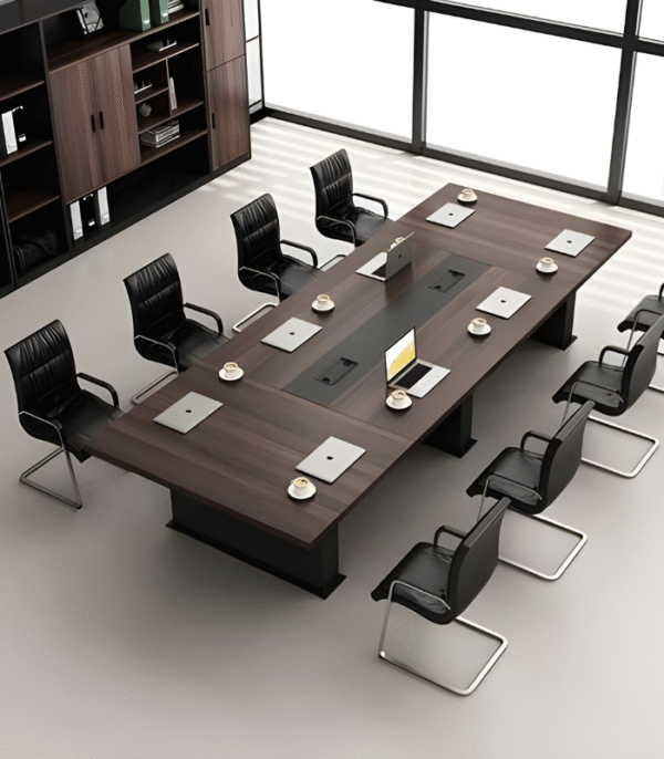 Table de réunion bois foncé – Ambiance directionnelle et confort professionnel