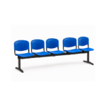 Banquette 5 Places – Sièges Plastique Bleu & Structure Métallique Noire