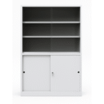 Bibliothèque Métallique – Portes Vitrées Coulissantes – Design Fonctionnel & Sécurisé