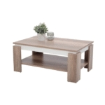 Table basse bois naturel – Élégance fonctionnelle avec étagère et déco intégrée