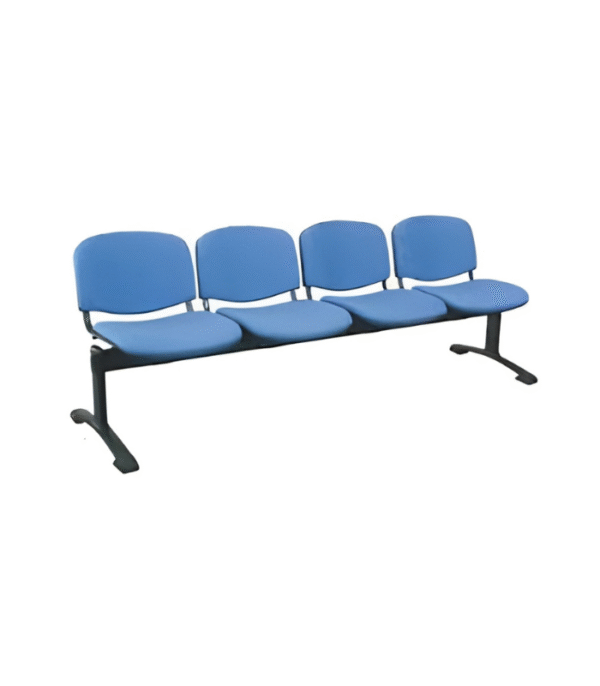 Banquette 4 Places – Tissu Bleu Ciel Pistache & Structure Métallique Noire