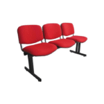 Banquette 3 Places – Coussin Rouge & Structure Métallique Noire