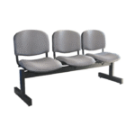 Banquette 3 Places – Tissu Gris & Structure Métallique Noire