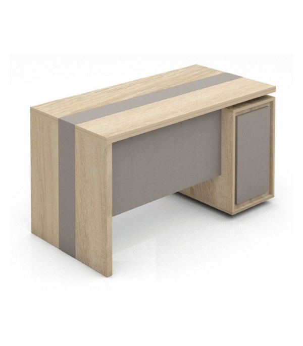 Bureau direction bois clair & gris – design graphique