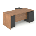 Bureau direction bois clair & noir – design monobloc